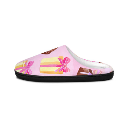 Women's Slipper Gifte SoftPink Women's Indoor Slippers Gold & Brown Gift Boxes Pink Bows Chocolates Comfy House Shoes Slip-On Cozy Slides