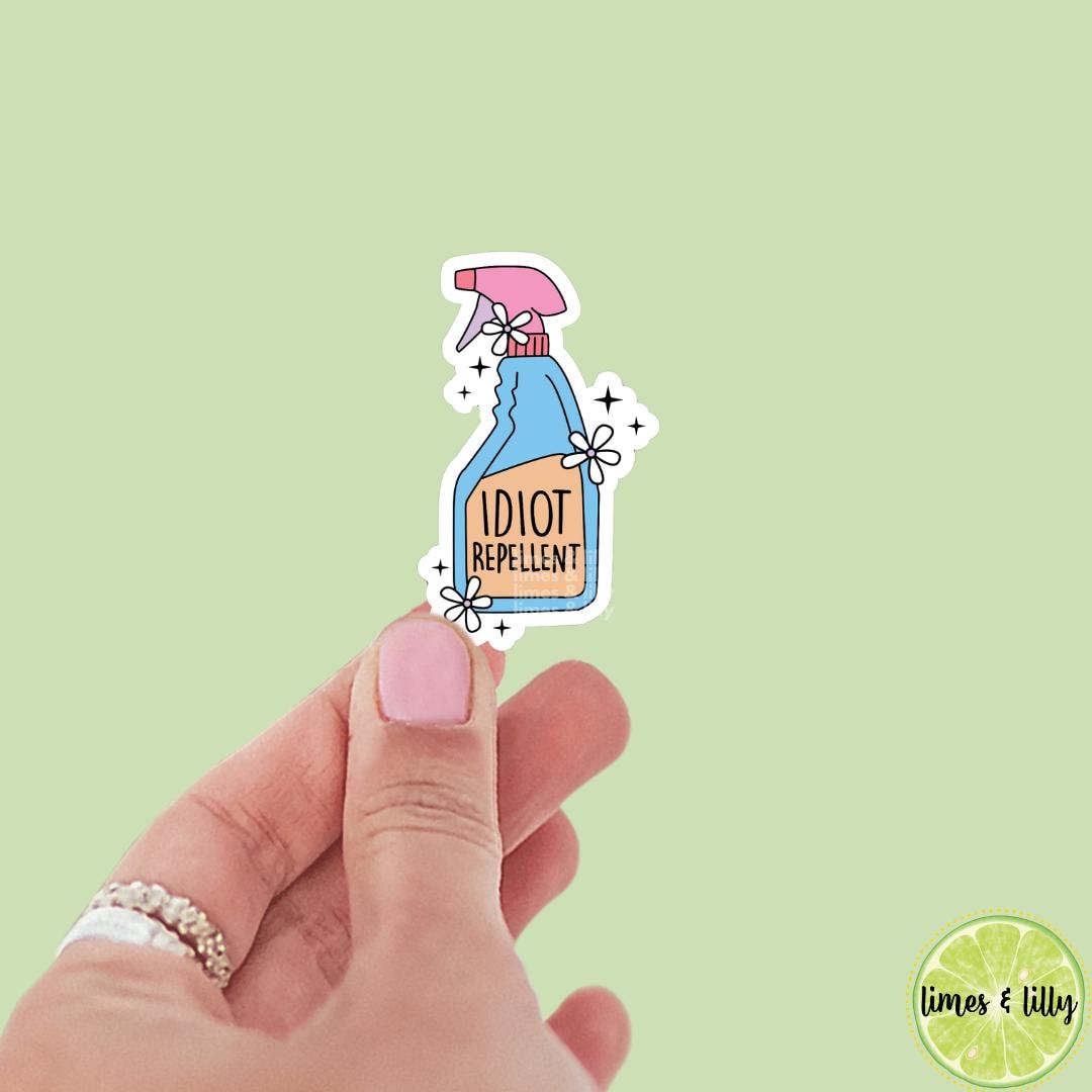 Idiot Repellent Blue Spray Bottle Vinyl Sticker | Funny Stickers | Water Bottle Sticker | Bookish Stickers | Kindle Stickers |