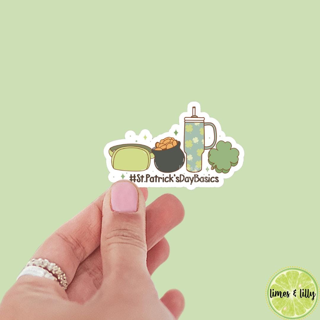 St. Patrick’s Day Basics Vinyl Sticker | Belt Bag | Water Cup | Pot of Gold | Shamrock | Irish Sticker | Kindle Stickers | Laptop |