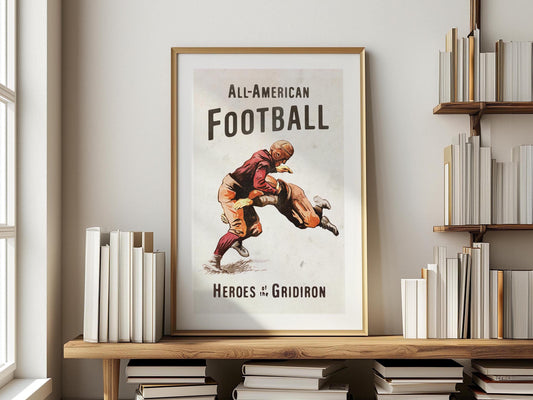 Retro Football Print American Football Art Poster Sports Wall Art Home Sports Decor Vintage Football Gift for Football Lover