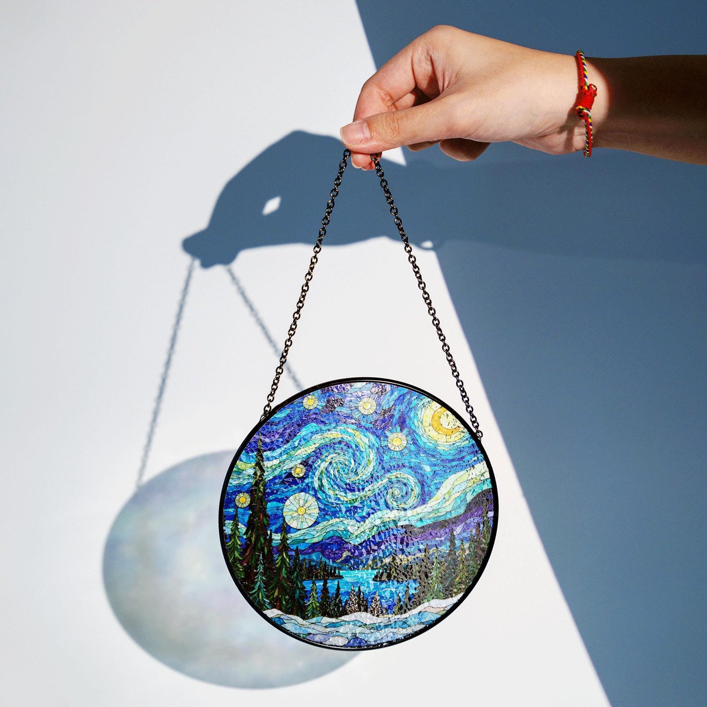 Starry Night Stained Glass Suncatcher Gift for Art Lovers