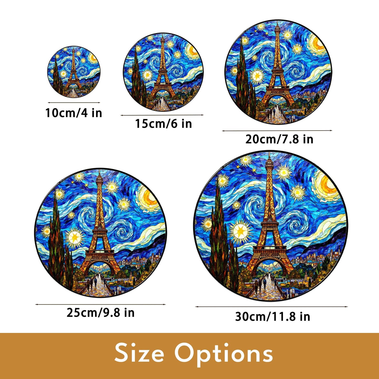 Starry Night Eiffel Tower Suncatcher Window Hanging Gift for Art Lovers