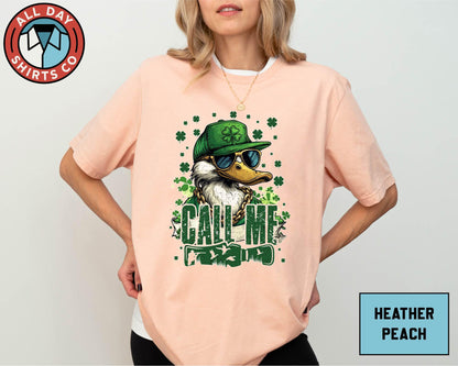 Call Me Duck St. Patrick's Day Shirt, Mallard and Shamrock Tee, Funny Paddy's Day Duck Shirt, Irish Festival Sweatshirt, Cute Shamrock Shirt