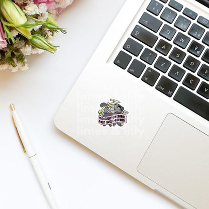 Mental Unstable and Well Aware Cat Rainbow Vinyl Sticker | Bookish Stickers | Water Bottle Sticker | Kindle Stickers | Mental Health