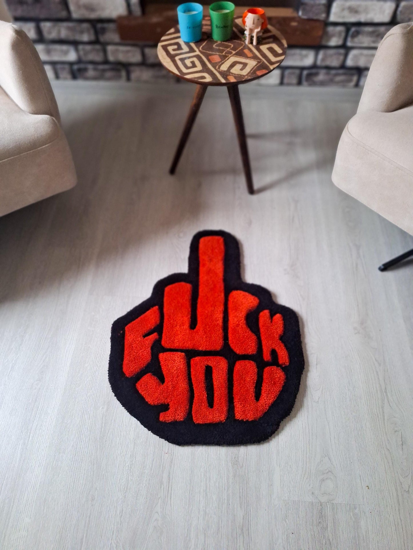 Handmade "Fuck You" Tufted Rug: Funny Swear Word Decor