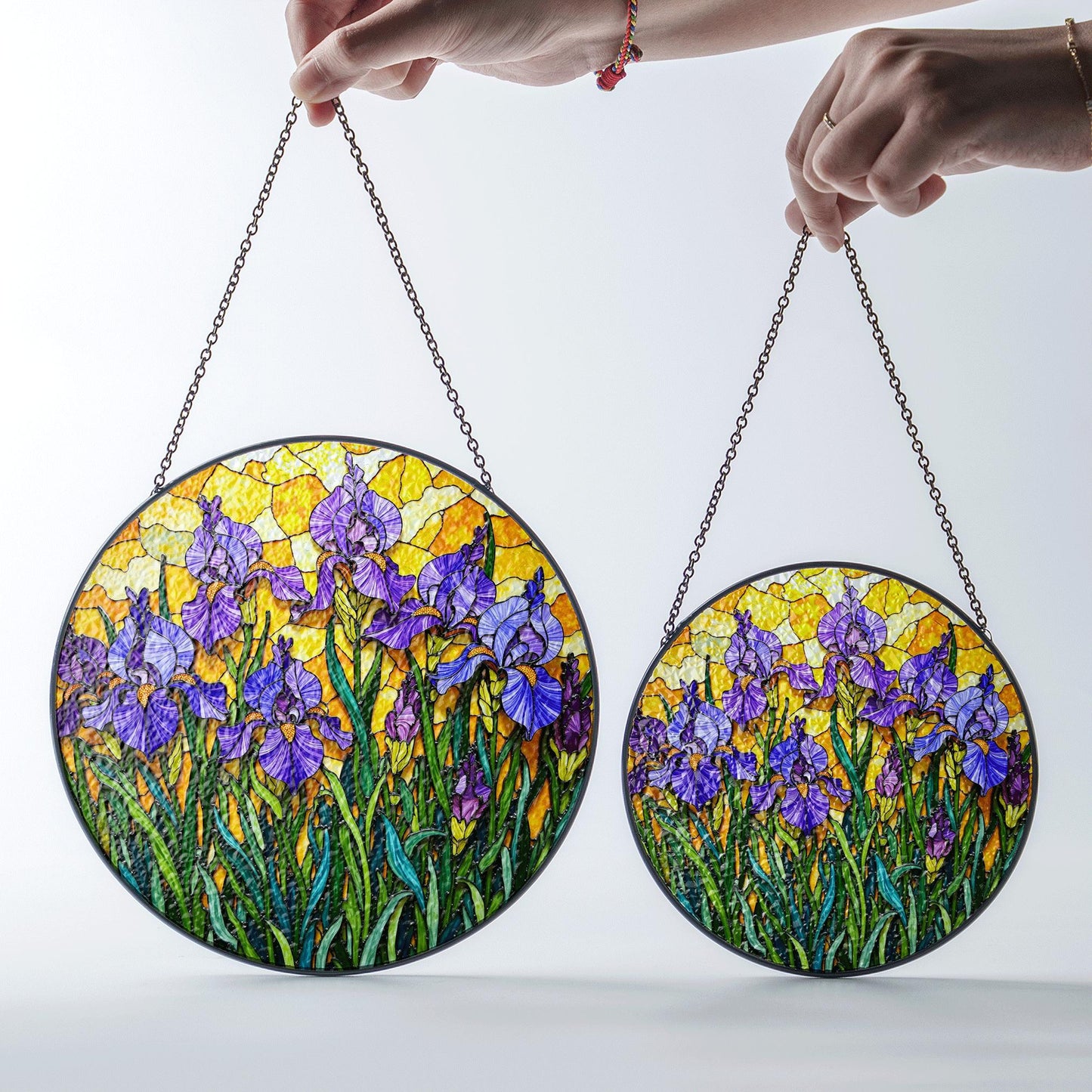 Stained Glass Iris Suncatcher Beautiful Flower Art for Home Garden Gifts for Her
