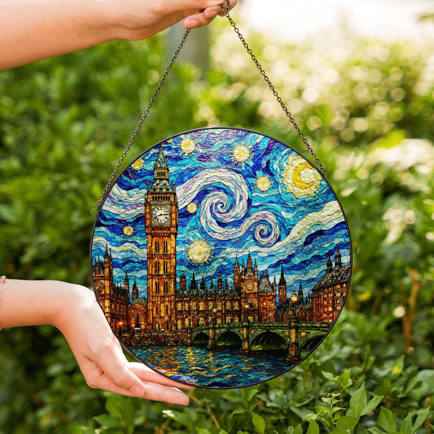Starry Night Big Ben Suncatcher Handmade Art Gift For Her Decorative Window Ornament