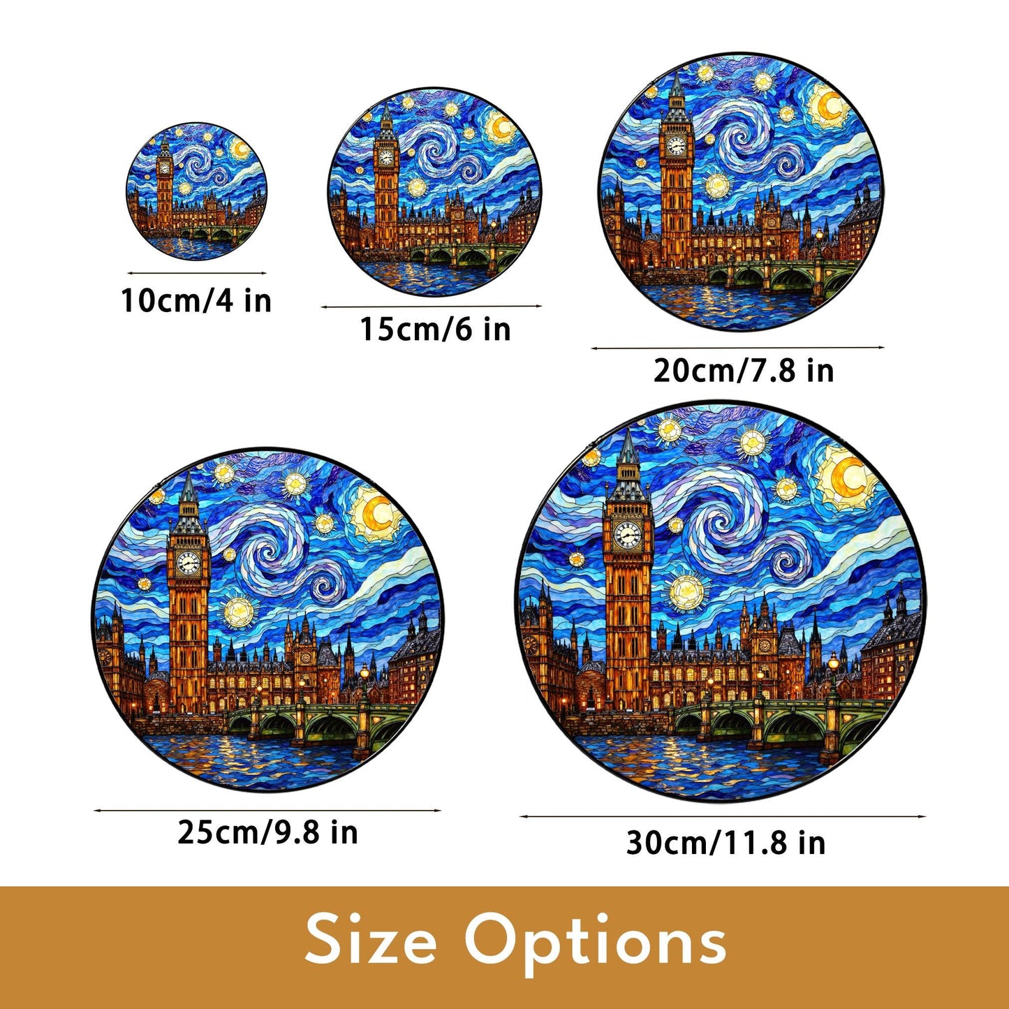 Starry Night Big Ben Suncatcher Handmade Art Gift For Her Decorative Window Ornament