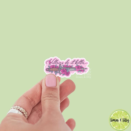 Villains Do It Better Floral Sword Vinyl Sticker | Kindle Stickers | Water Bottle Sticker | Bookish Stickers | Romantasy Book Merch
