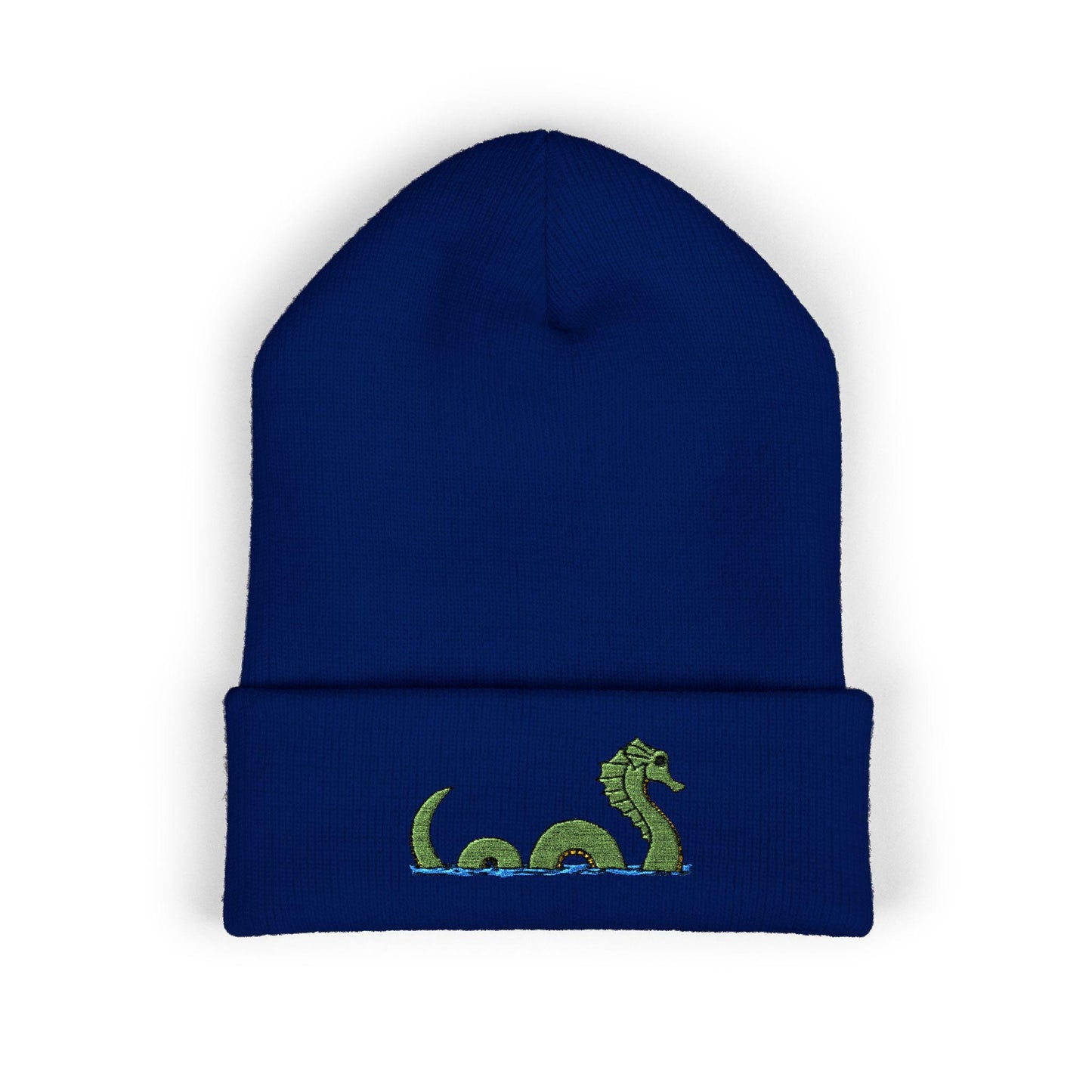 Sea Monster Embroidered Beanie, Cozy Winter Hat, Loch Ness Monster Serpent Nessie Design, Gift for Him/Her, Outdoor Fashion