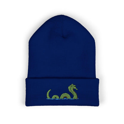 Sea Monster Embroidered Beanie, Cozy Winter Hat, Loch Ness Monster Serpent Nessie Design, Gift for Him/Her, Outdoor Fashion