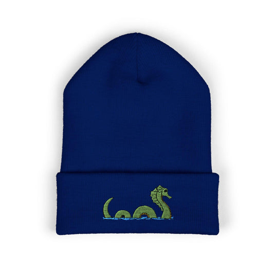 Sea Monster Embroidered Beanie, Cozy Winter Hat, Loch Ness Monster Serpent Nessie Design, Gift for Him/Her, Outdoor Fashion