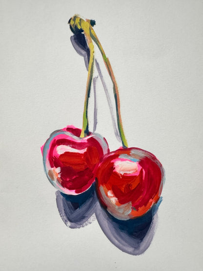 Cherry Drops | Original Gouache Painting by Erika Lamar Buentello