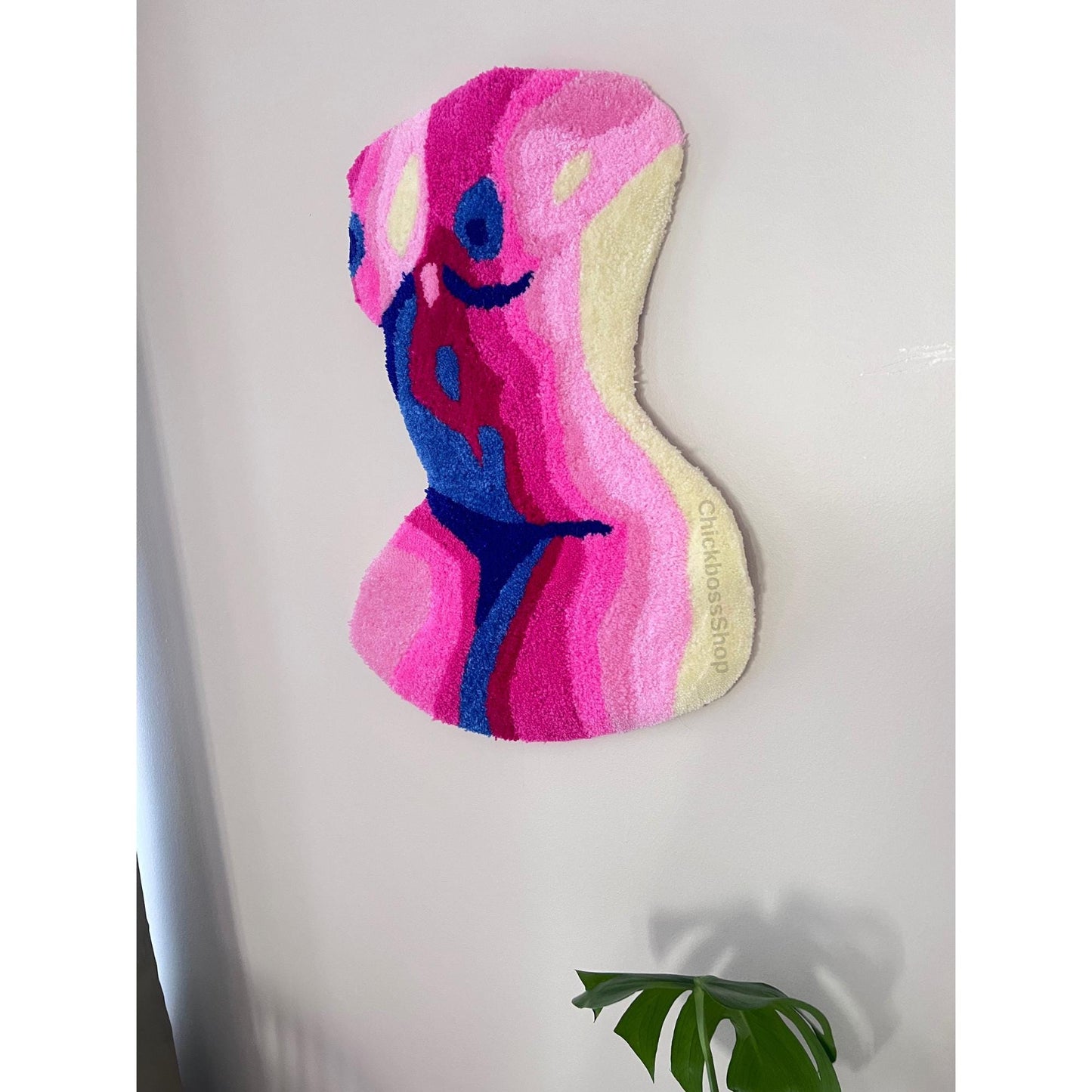 Woman Body Tufted Rug | Pink Abstract Female Tufted Rug | Handmade Aesthetic Decor Tufting Rug