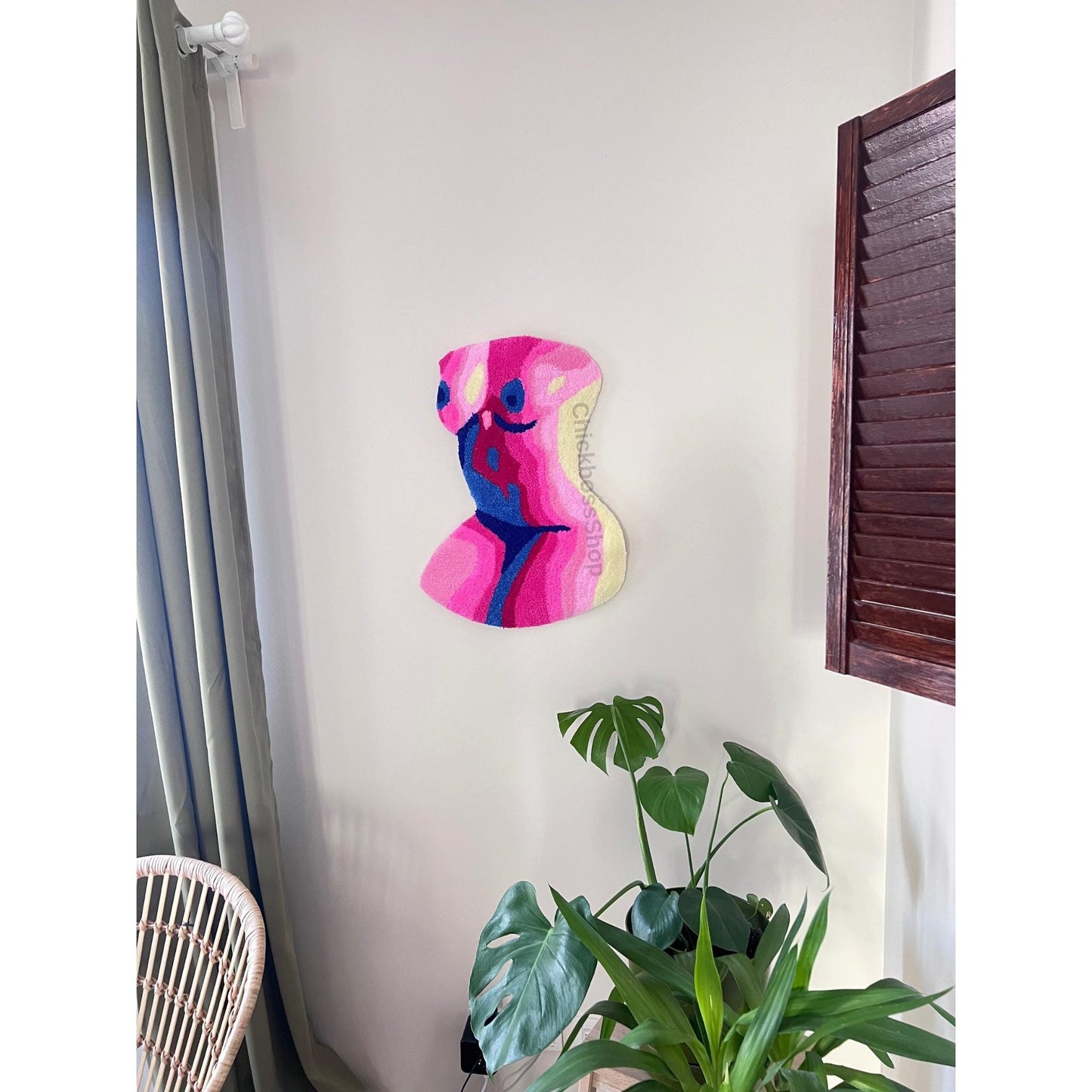 Woman Body Tufted Rug | Pink Abstract Female Tufted Rug | Handmade Aesthetic Decor Tufting Rug