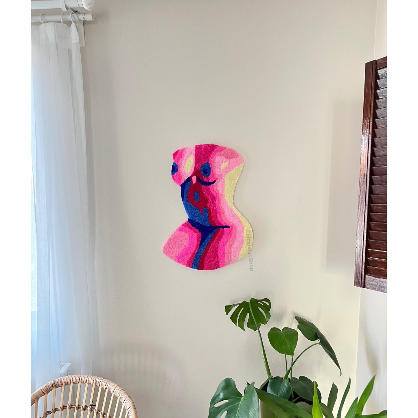 Woman Body Tufted Rug | Pink Abstract Female Tufted Rug | Handmade Aesthetic Decor Tufting Rug