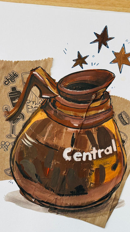 Diner Coffee Original Mixed Media Artwork