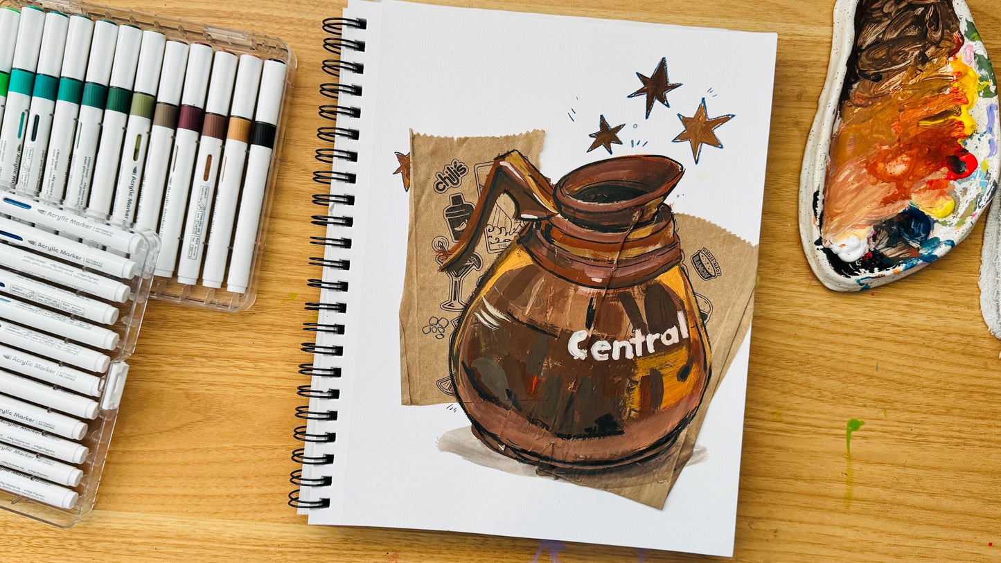 Diner Coffee Original Mixed Media Artwork