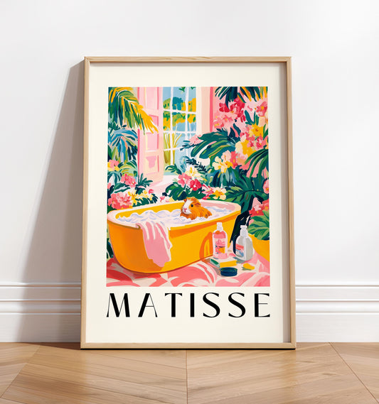Guinea Pig Art Print: Matisse Style Bathroom Decor