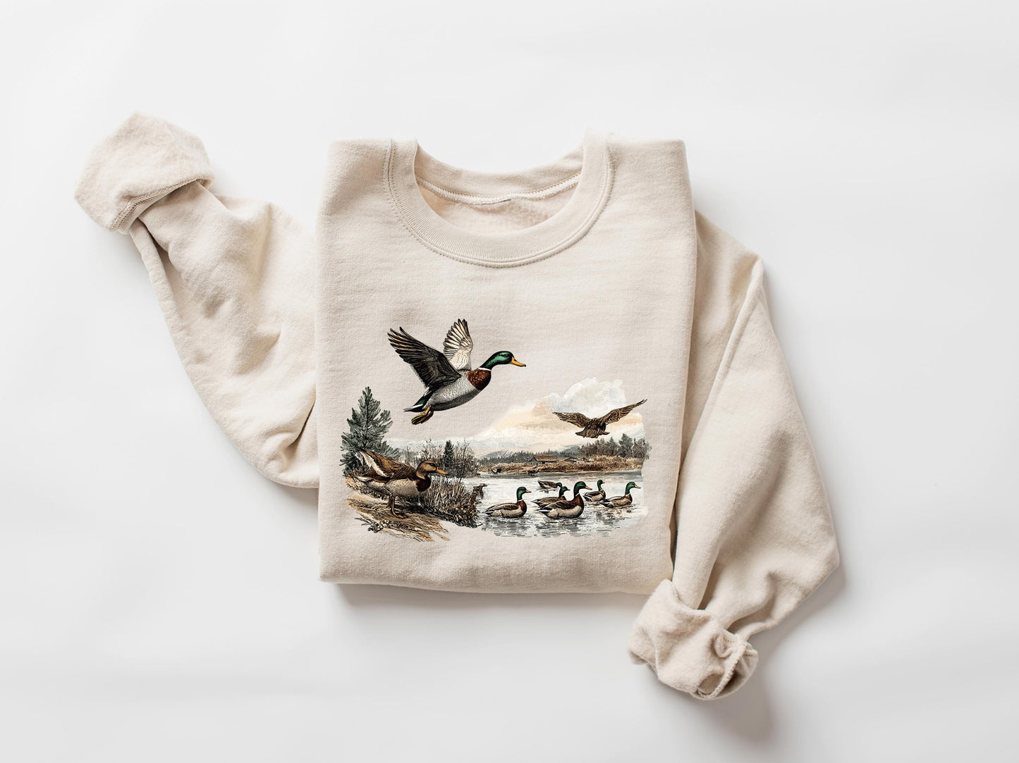 Ducks Fall Shirt, Retro Mallard Ducks Sweatshirt, 90s Waterfowl Duck Hoodie, Retro Duck Shirt, Wild Green Duck Lover TShirts, Duck Hunting