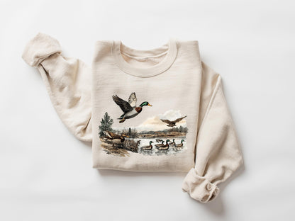 Ducks Fall Shirt, Retro Mallard Ducks Sweatshirt, 90s Waterfowl Duck Hoodie, Retro Duck Shirt, Wild Green Duck Lover TShirts, Duck Hunting