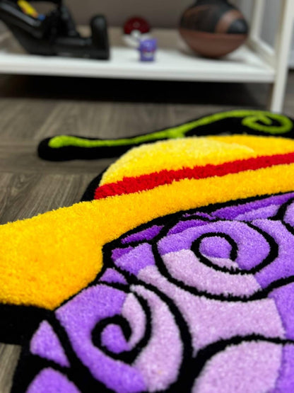 Fluffy 3d Devil Fruit Gomu Gomu Tufted rug Anime rugs Handmade rug Game room rug 3D Curved Rug Rugs For Bedroom Cool rugs Cute rug Fun rug