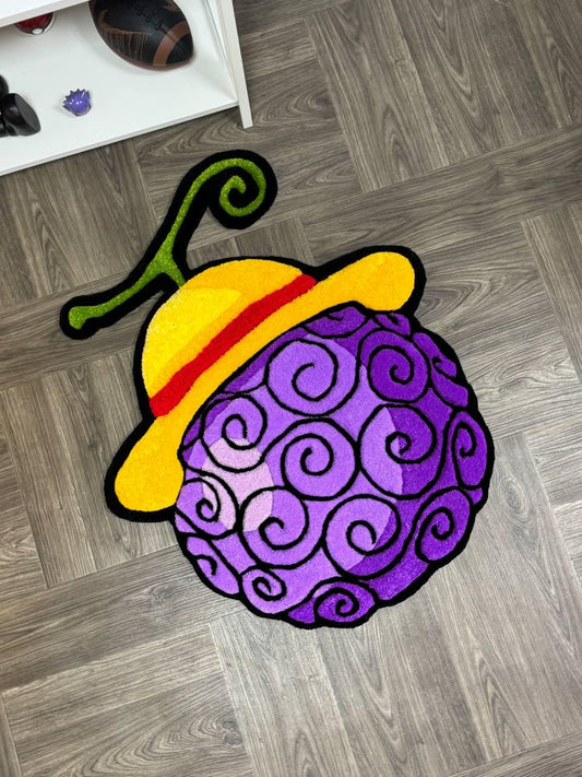 Fluffy 3d Devil Fruit Gomu Gomu Tufted rug Anime rugs Handmade rug Game room rug 3D Curved Rug Rugs For Bedroom Cool rugs Cute rug Fun rug