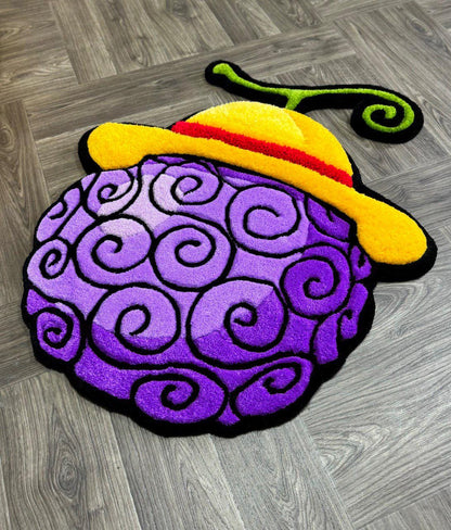 Fluffy 3d Devil Fruit Gomu Gomu Tufted rug Anime rugs Handmade rug Game room rug 3D Curved Rug Rugs For Bedroom Cool rugs Cute rug Fun rug