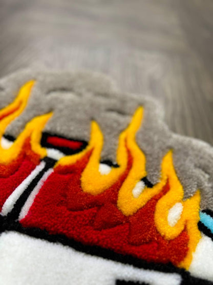 Burning car rug  Fire rug  Police car rug Cop car Custom rug Tufted Rug Rugs for bedroom aesthetic cute rug ACAB rug Car with Fire cool rug