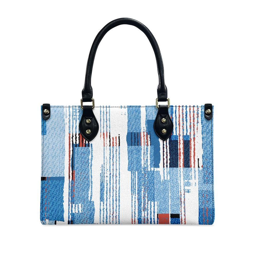 Ladies PU handbag With Blue Stripes, PU Handbag, Women's Shoulder Bag, Shoulder Bag, Ladies Work Bag, Elegant Handbag, Versatile Bag