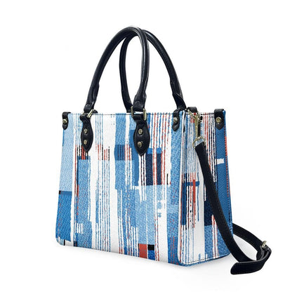 Ladies PU handbag With Blue Stripes, PU Handbag, Women's Shoulder Bag, Shoulder Bag, Ladies Work Bag, Elegant Handbag, Versatile Bag