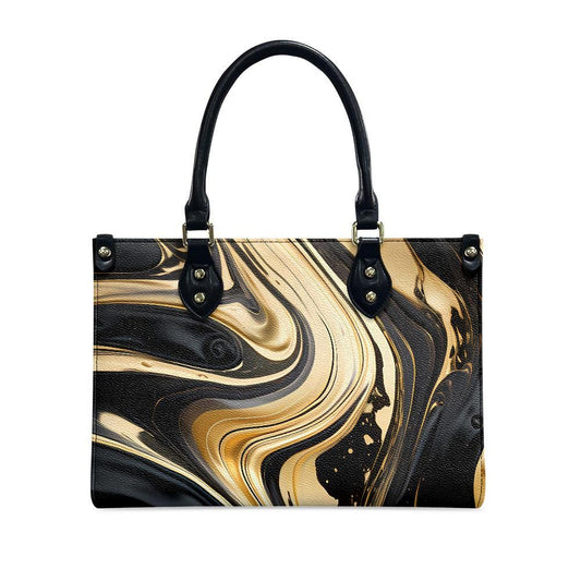 Ladies PU handbag With Black and Gold Flow, PU Handbag, Women's Shoulder Bag, Shoulder Bag, Ladies Work Bag, Elegant Handbag, Versatile Bag
