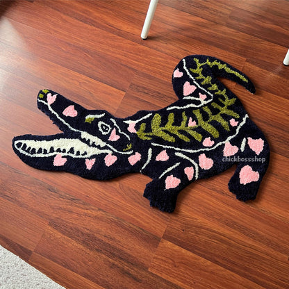 Handmade Tufted Crocodile Rug: Funky Animal Rug