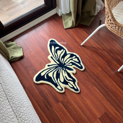 Handmade Tufted Butterfly Tufted Rug - Aesthetic Soft Plush Decorative Handmade Rug