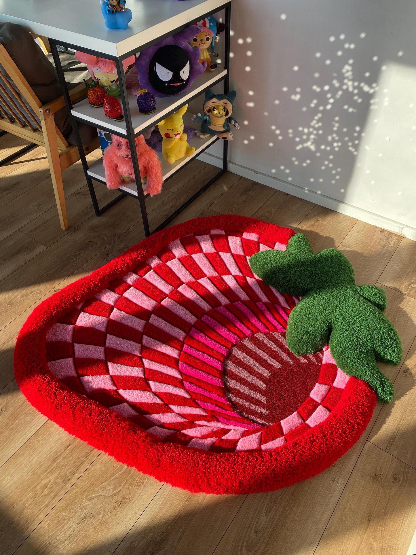 Fluffy 3d tufted abstract strawberry rug bedroom decor