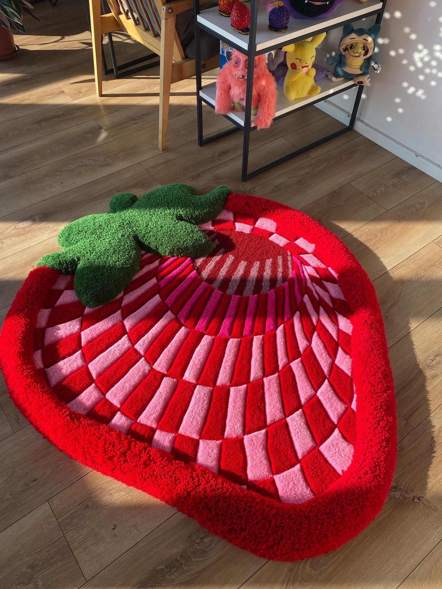 Fluffy 3d tufted abstract strawberry rug bedroom decor