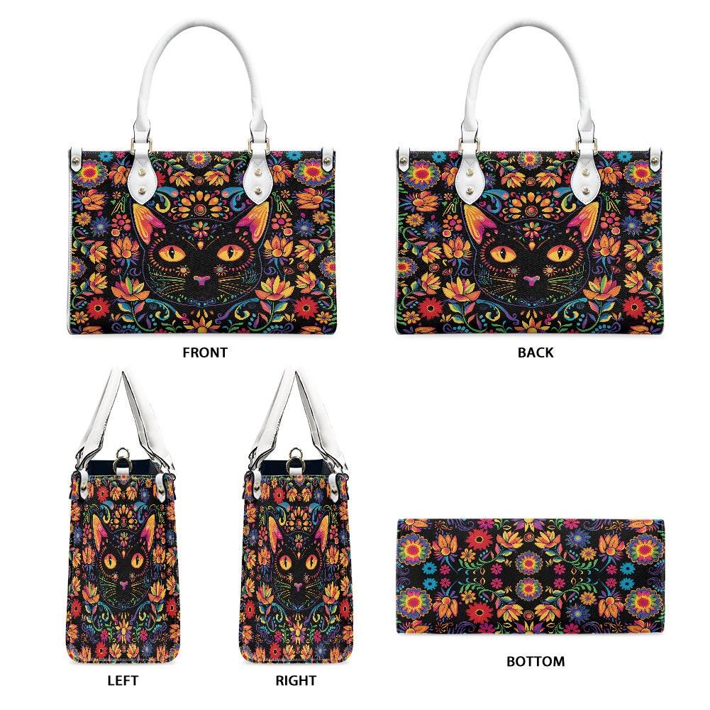 Ladies PU handbag With a Mystical Cat, PU Handbag, Women's Shoulder Bag, Shoulder Bag, Ladies Work Bag, Elegant Handbag, Versatile Bag