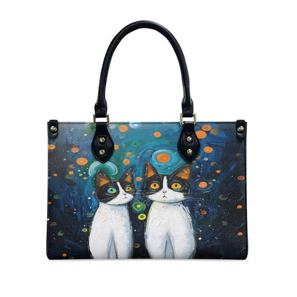 Ladies PU handbag Cats under the starry sky, PU Handbag, Women's Shoulder Bag, Shoulder Bag, Ladies Work Bag, Elegant Handbag, Versatile Bag