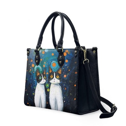Ladies PU handbag Cats under the starry sky, PU Handbag, Women's Shoulder Bag, Shoulder Bag, Ladies Work Bag, Elegant Handbag, Versatile Bag