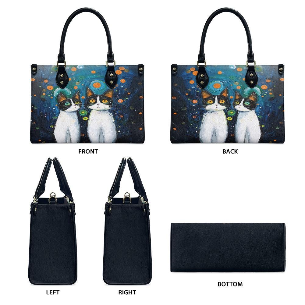 Ladies PU handbag Cats under the starry sky, PU Handbag, Women's Shoulder Bag, Shoulder Bag, Ladies Work Bag, Elegant Handbag, Versatile Bag