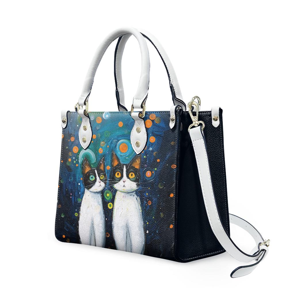Ladies PU handbag Cats under the starry sky, PU Handbag, Women's Shoulder Bag, Shoulder Bag, Ladies Work Bag, Elegant Handbag, Versatile Bag