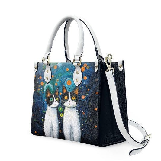 Ladies PU handbag Cats under the starry sky, PU Handbag, Women's Shoulder Bag, Shoulder Bag, Ladies Work Bag, Elegant Handbag, Versatile Bag