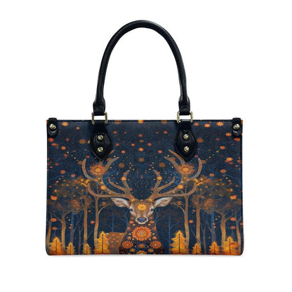 Ladies PU handbag With Magical Deer in a forest, Women's Shoulder Bag, Everyday handbag, Ladies Work Bag, Elegant Handbag, Versatile Bag