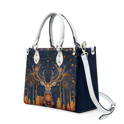 Ladies PU handbag With Magical Deer in a forest, Women's Shoulder Bag, Everyday handbag, Ladies Work Bag, Elegant Handbag, Versatile Bag