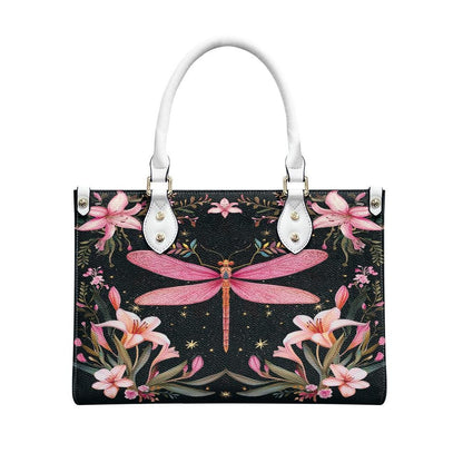 Ladies PU handbag With a Pink Dragonfly, Women's Shoulder Bag, Everyday handbag, Ladies Work Bag, Elegant Handbag, Versatile Bag