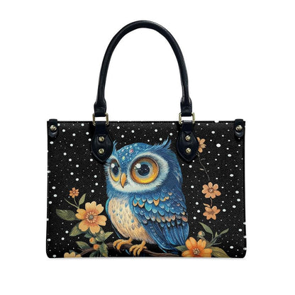 Ladies PU handbag With a Blue Owl, Women's Shoulder Bag, Everyday handbag, Ladies Work Bag, Elegant Handbag, Versatile Bag