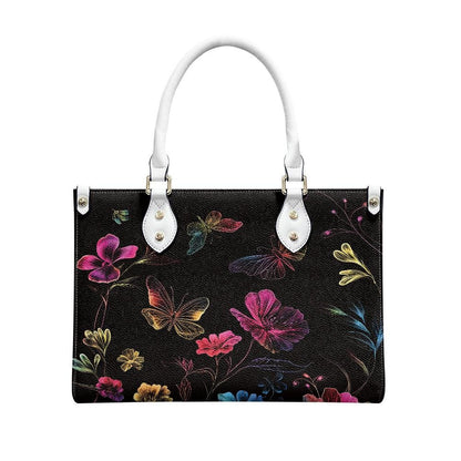 Ladies PU handbag With Colorful Batterflies, Women's Shoulder Bag, Everyday handbag, Ladies Work Bag, Elegant Handbag, Versatile Bag