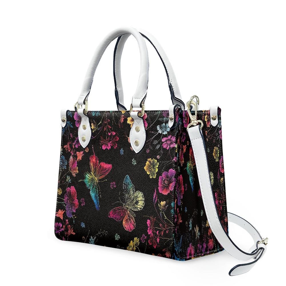 Ladies PU handbag With Colourful Butterflies, PU Handbag, Women's Shoulder Bag, Shoulder Bag, Ladies Work Bag, Elegant Handbag,Versatile Bag