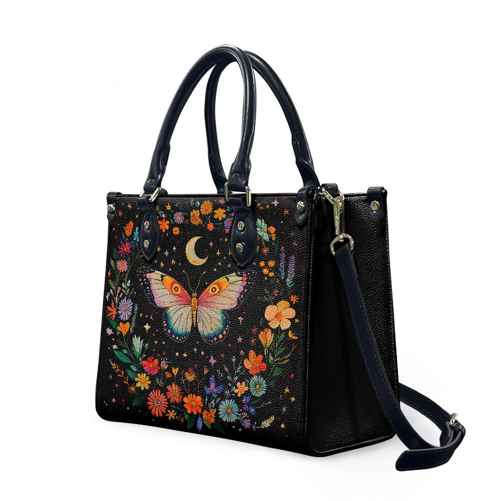 Ladies PU handbag With Colorful Butterfly and Flowers, Women's Shoulder Bag, Everyday Handbag, Ladies Work Bag,Elegant Handbag,Versatile Bag