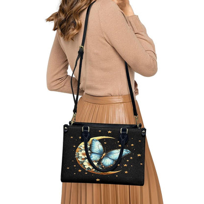 Ladies PU handbag With a Blue Butterfly, Women's Shoulder Bag, Everyday handbag, Ladies Work Bag, Elegant Handbag, Versatile Bag